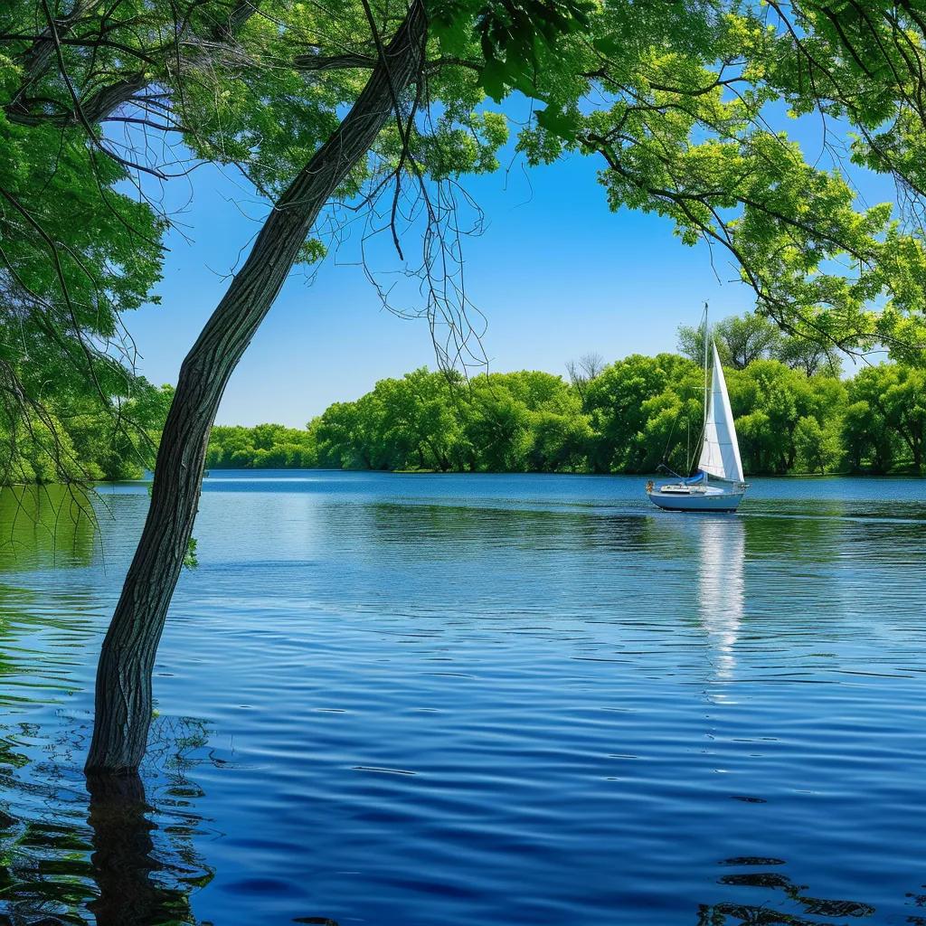 Sailboat gliding on a Minnesota lake, representing leisure and adventure in sailboat insurance