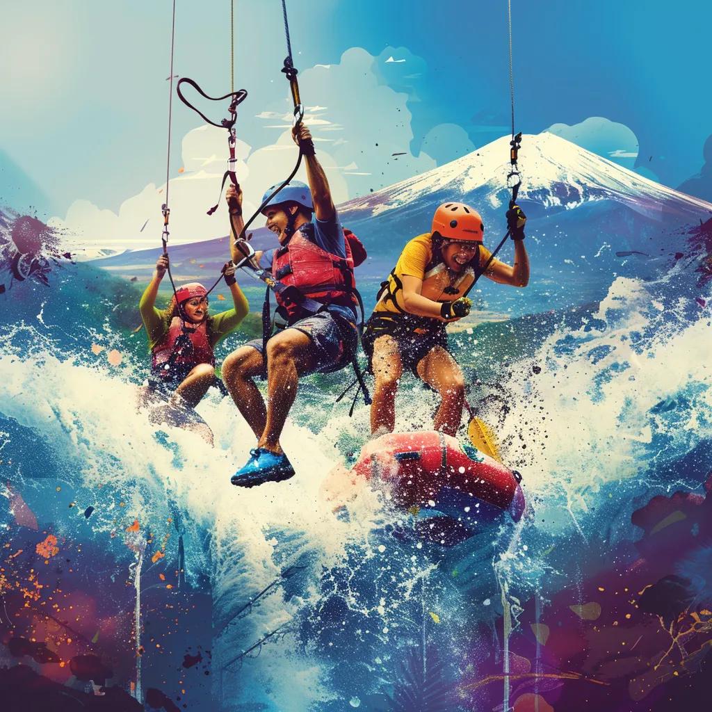 Adventurous travelers participating in high-risk activities in South America, highlighting the importance of adventure sports insurance