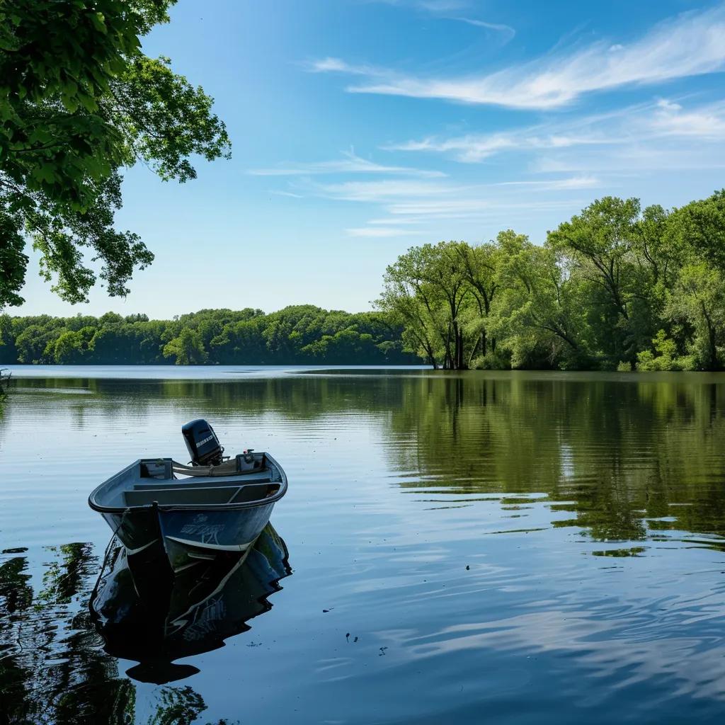 Boat on a Minnesota lake representing boat insurance and outdoor adventure