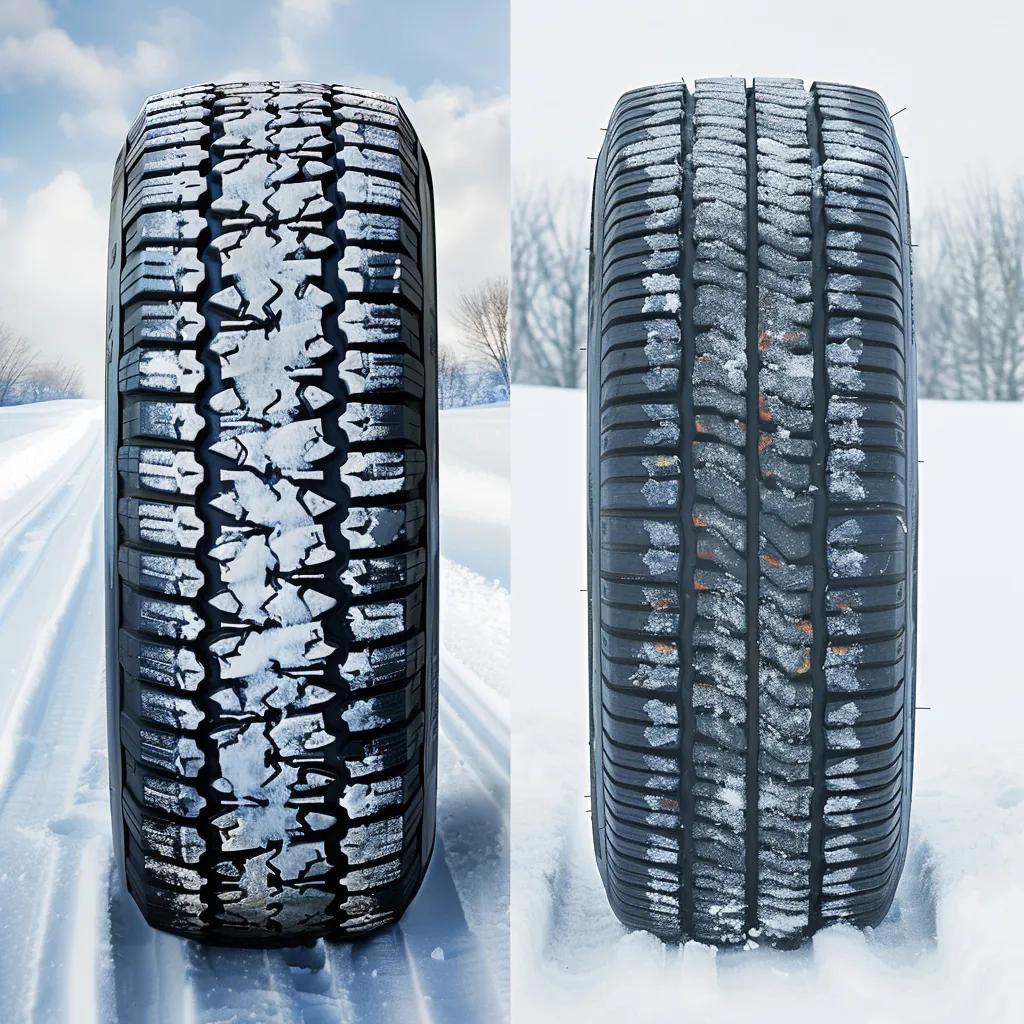 Comparison of winter tires and all-season tires in a snowy environment